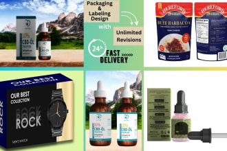 do cbd, hemp oil, dropper bottle, pouch, and box labeling and packaging