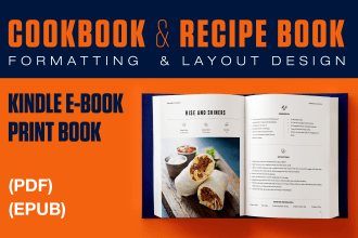 do cookbook or recipe book design, kindle ebook formatting