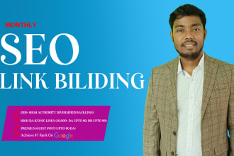 provide 1000 plus da up to 90 backlinks monthly SEO service