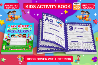 create kids coloring book cover kids activity book interior cover design for KDP