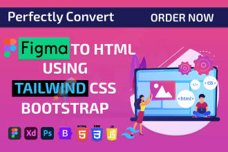 perfectly convert figma to html xd to html psd to html tailwind css