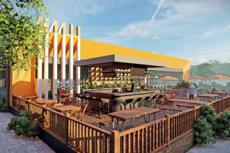 create and design modern exterior facade and render it
