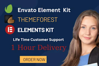 urgently install theme envato element kit , themeforest, wordpress ,templaten