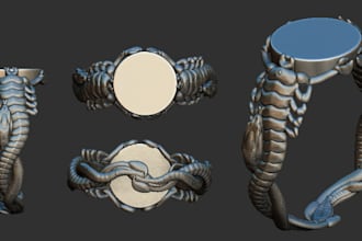 3d sculpting of ring, pendant, or any jewelry in organic style