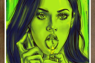 do one character comic art fan art illustration torso half figure 2 colors
