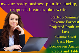 write an investor ready business plan for startup, proposal, business plan write