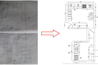 transform your sketch into a detailed autocad drawing