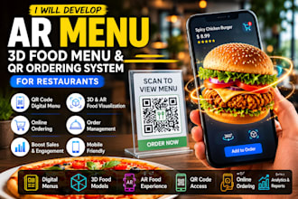 develop ar menu, 3d food menu and qr ordering system for restaurants
