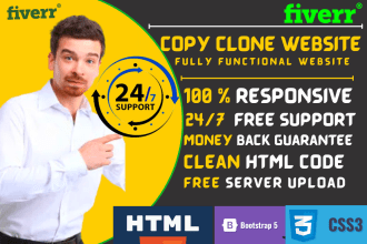 create, copy clone website in HTML CSS bootstrap
