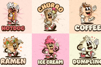 create a vintage retro cartoon illustration mascot logo