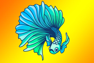 design betta fish mascot  logo with my own creative thinking