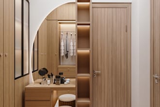 create a fast rendering of realistic dressing room interior
