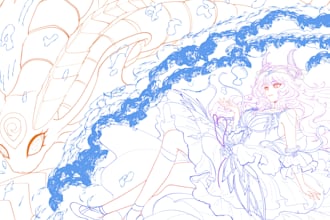 draw sketch and line art for concept art, manga and anime character illustration