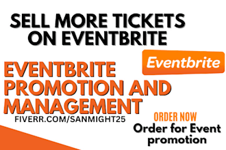 setup and manage event on eventbrite and do event promotion