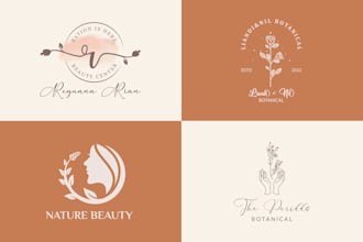 design a feminine boho flower line art botanical beauty spa cosmetic floral logo