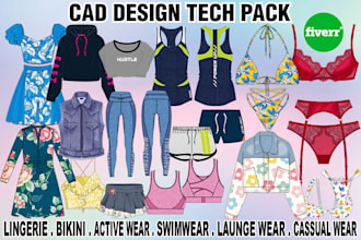 design fashion lingerie swimwear bikini tech pack