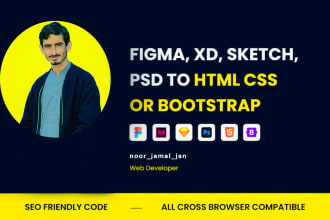 convert figma to html PSD to html xd to html CSS bootstrap 5 responsive website