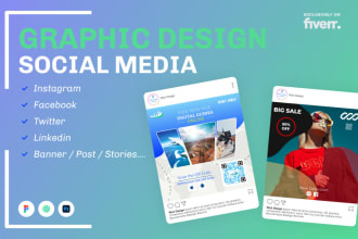 design banners, posts stories for social network
