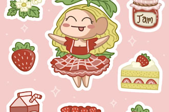 design cute kawaii sticker sheets and sticker cards