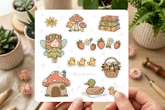 create cute kawaii sticker sheets for print and digital use