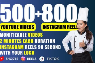 give you 500 cooking recipe videos for youtube