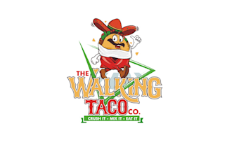 create a clean beautiful walking taco truck logo design