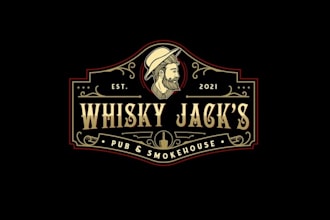 do elegant whisky logo design with unlimited revision