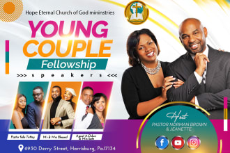 design a beautiful fb, event, social media, church flyer,
