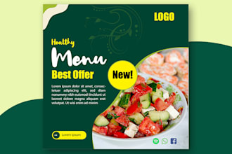design facebook instagram social media post for food restaurant
