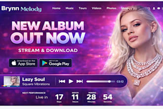 build music artist band dj ecommerce website on godaddy, wordpress, wix, shopif