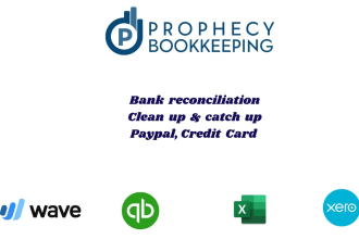 do bank reconciliation, clean up and catch up using  quickbooks, xero, wave
