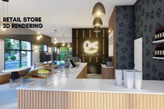 design and 3d render your retail store interior