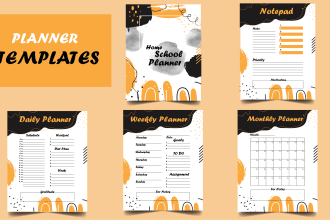 design high quality minimal printable planner pages