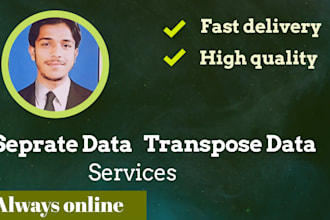 transpose data and separate data in microsoft  excel
