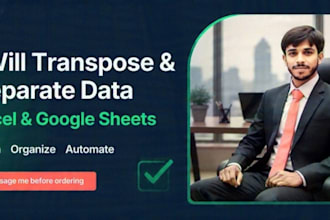transpose data and separate data in excel and googlesheet