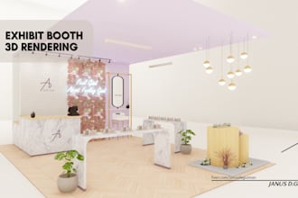 design and 3d render your exhibition booth,stall, kiosk