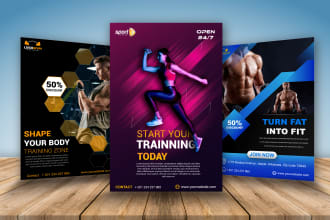 design gym, sport, business, food flyer and poster in 12 hours