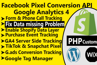 setup google analytics 4 tiktok, fb pixel conversion API fix data missing issues