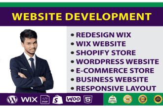 develop wix website design, wordpress customization, shopify website