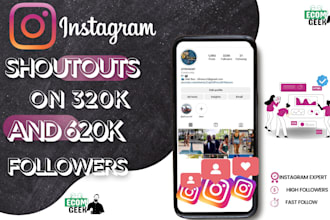do instagram shoutout on my 310k and 620k page