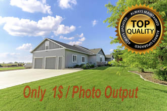 replace the grass and blue sky for real estate photo