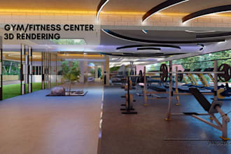 interior design and 3d render your gym, fitness center