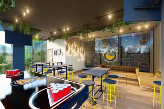 design and 3d render your commercial restaurant, café, bar