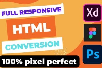convert psd to html, figma to html, xd to html responsive