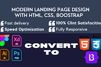 design a modern landing page with html css boostrap tailwind