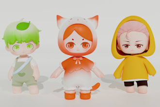 do model your 3d chibi character and render