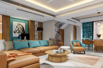 do living room interior design and 3d rendering by lumion and sketchup