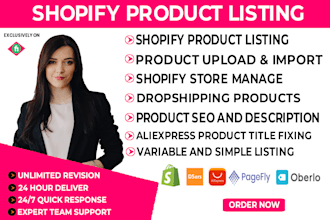 do shopify product listing and shopify data entry