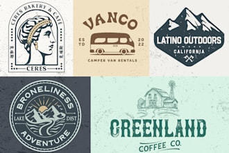 make classic hand drawn vintage retro logo for your company