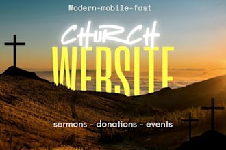 build, redesign, church website with events, sermons, and donations